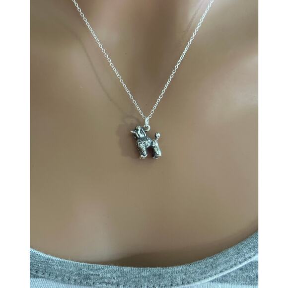 Sterling Silver Poodle Necklace, Sterling Silver 3D Poodle Dog Necklace - Picture 1 of 4